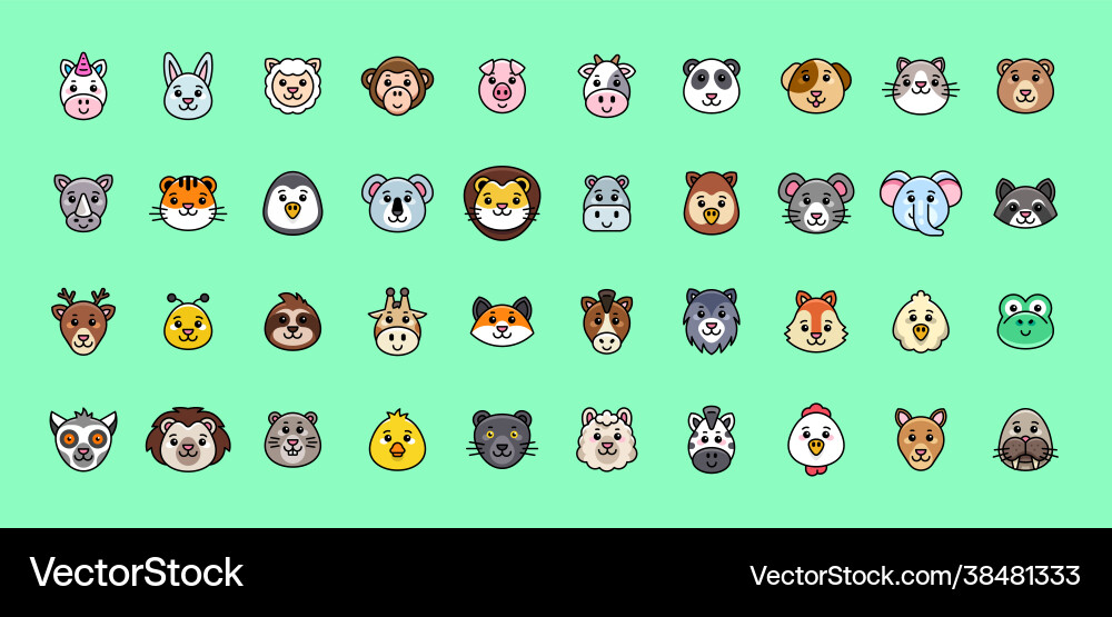 Animals icon set Royalty Free Vector Image - VectorStock