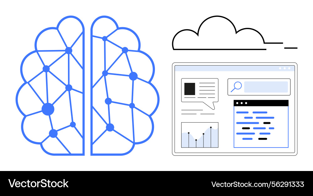 Artificial intelligence concept with neural Vector Image