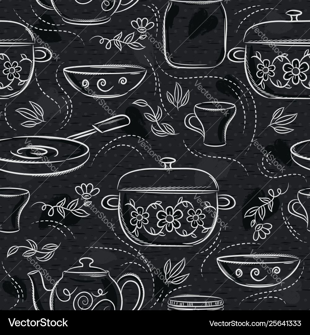 Chalkboard Tableware Pattern vector image