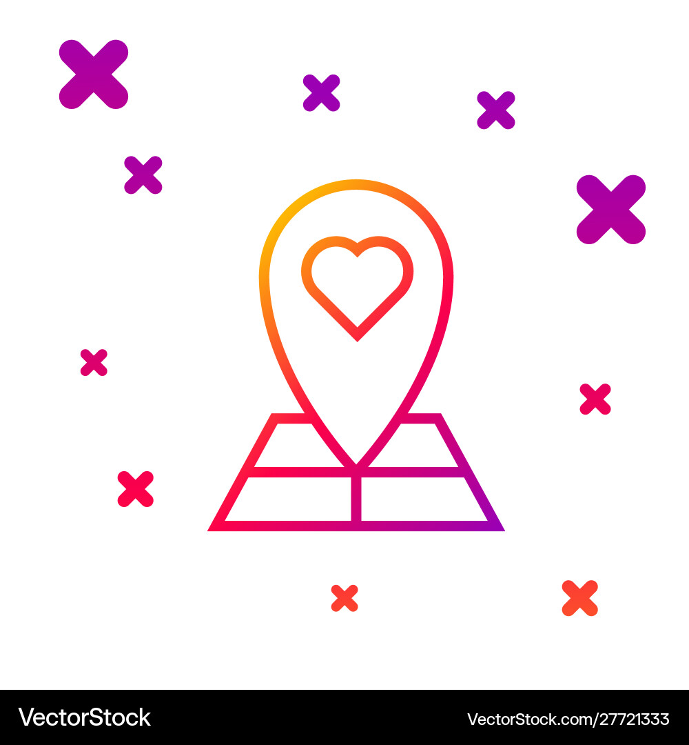 Color line map pointer with heart icon isolated Color line map pointer with heart icon isolated vector image