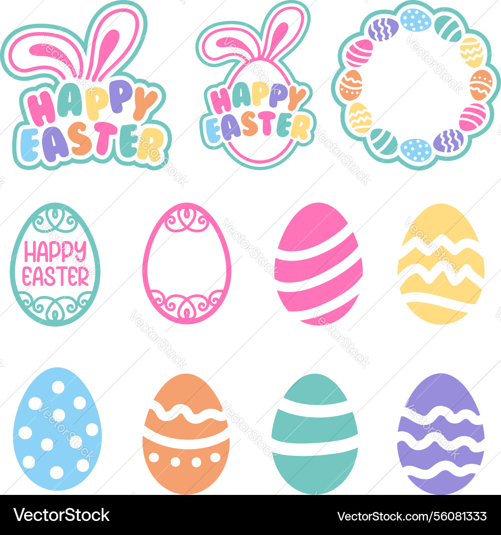 Colorful Easter Decorations Collection vector image