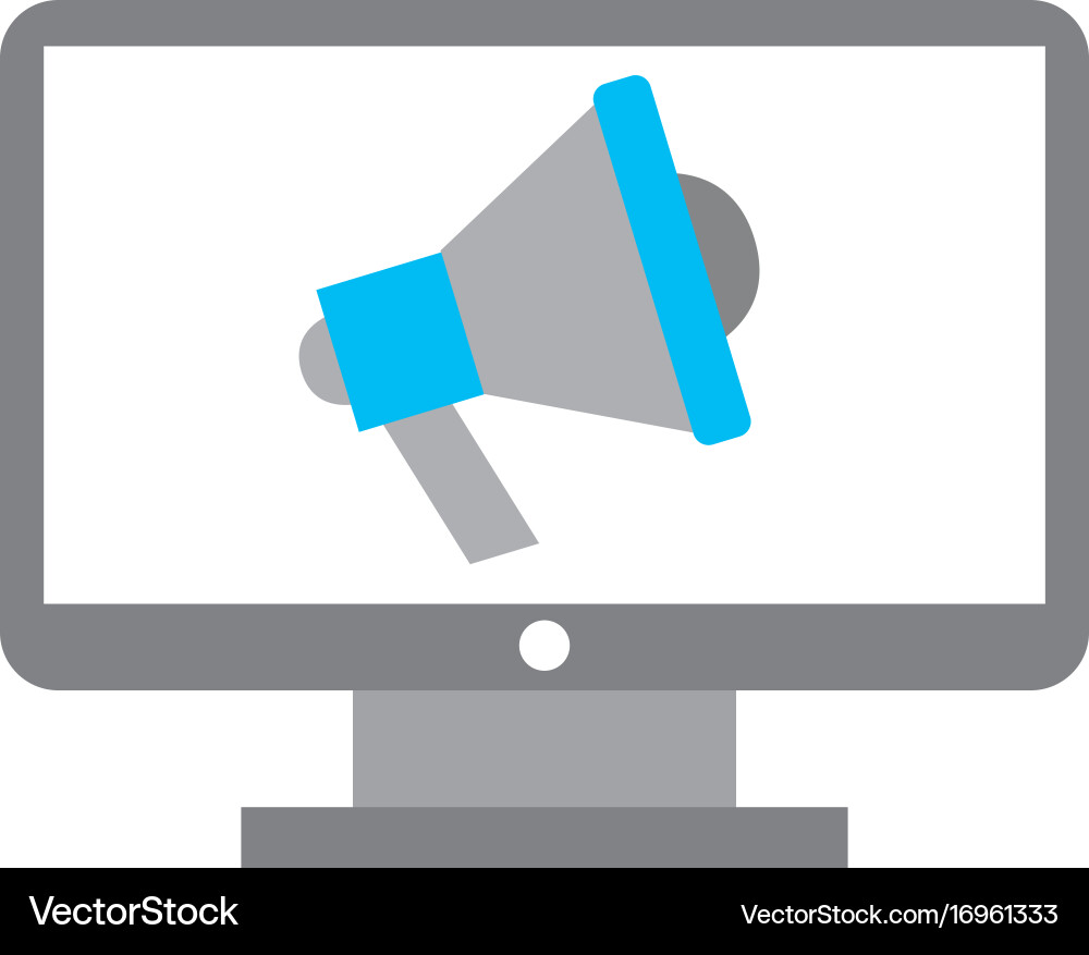 Computer desktop with megaphone Vector Image