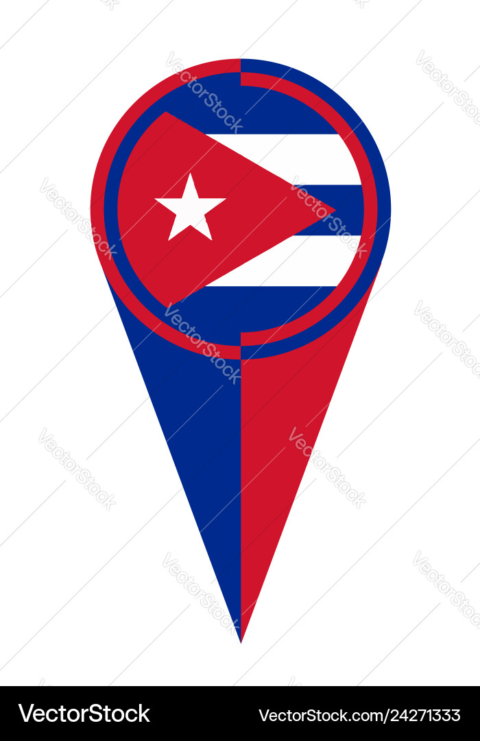Cuba map pointer location flag vector image