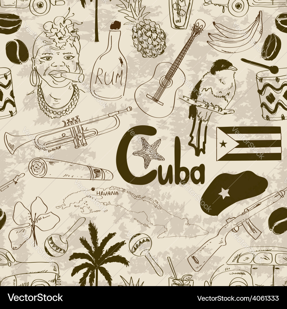 Cuban Retro Sketch Pattern vector image