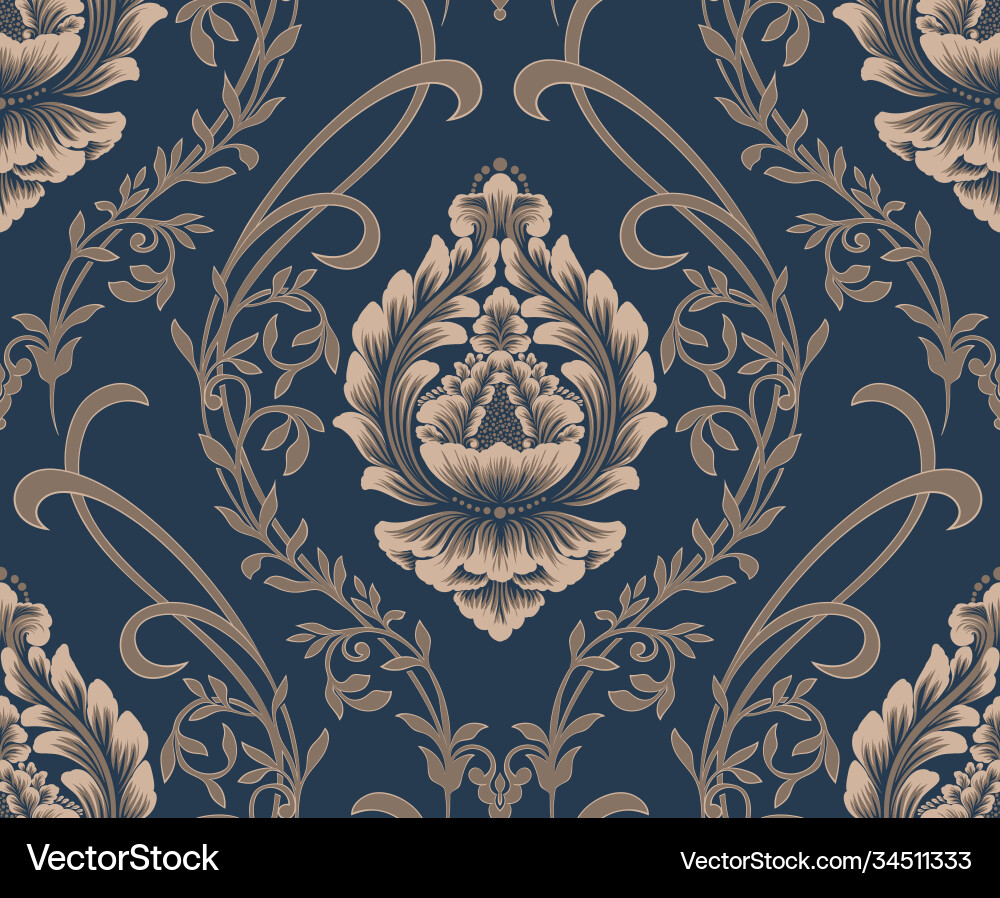 Damask seamless pattern element classical Damask seamless pattern element classical vector image