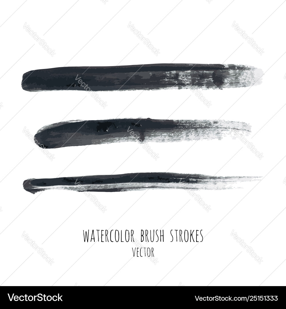 Dark black grunge watercolor ink texture set vector image