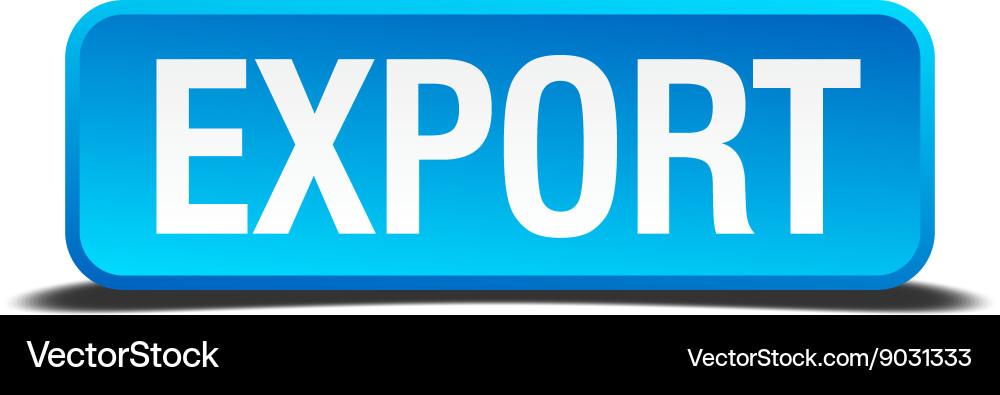 Export blue 3d realistic square isolated button Vector Image