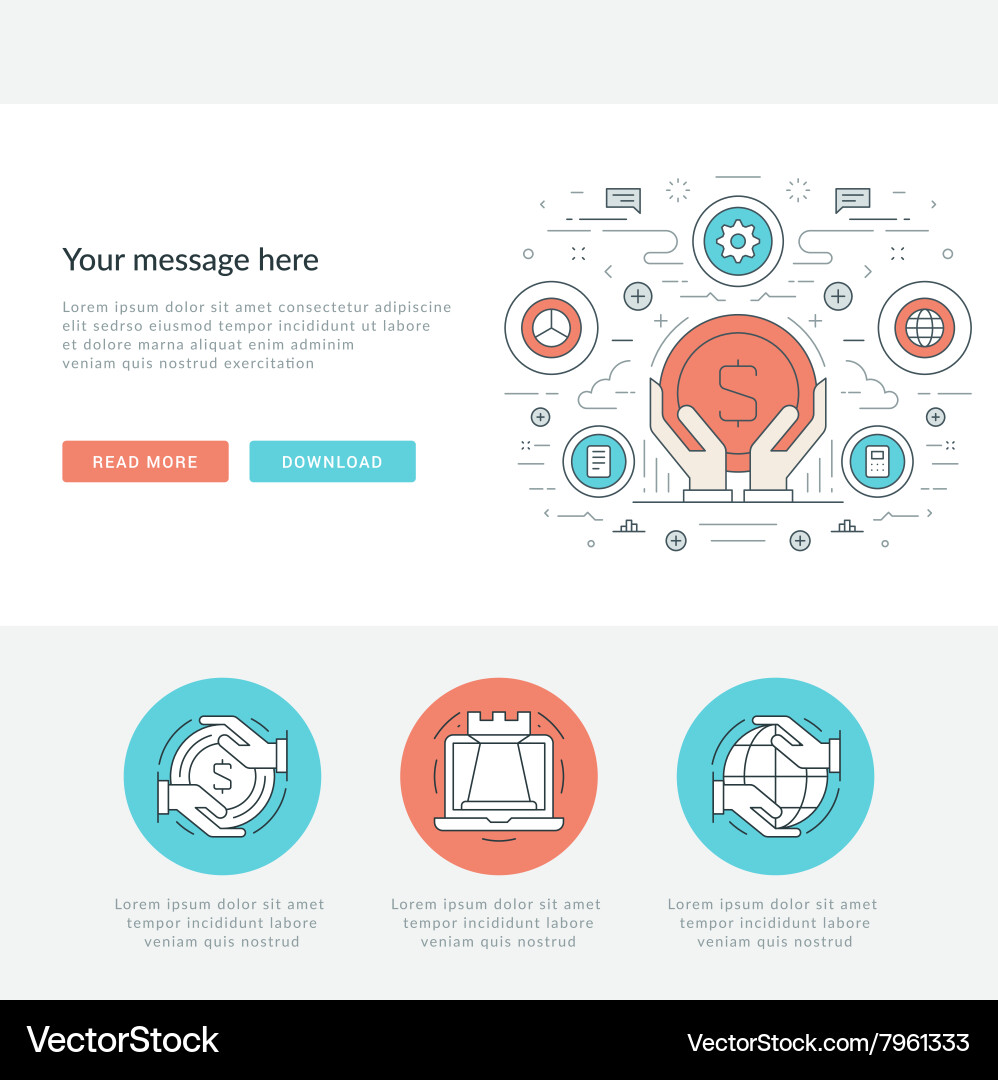 Flat line business concept web site header vector image