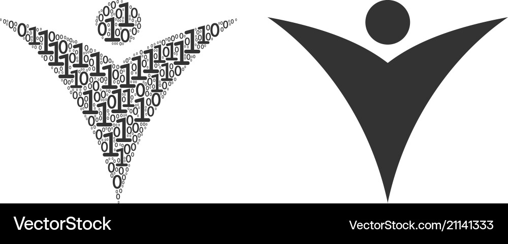 Futuristic man collage of binary digits vector image