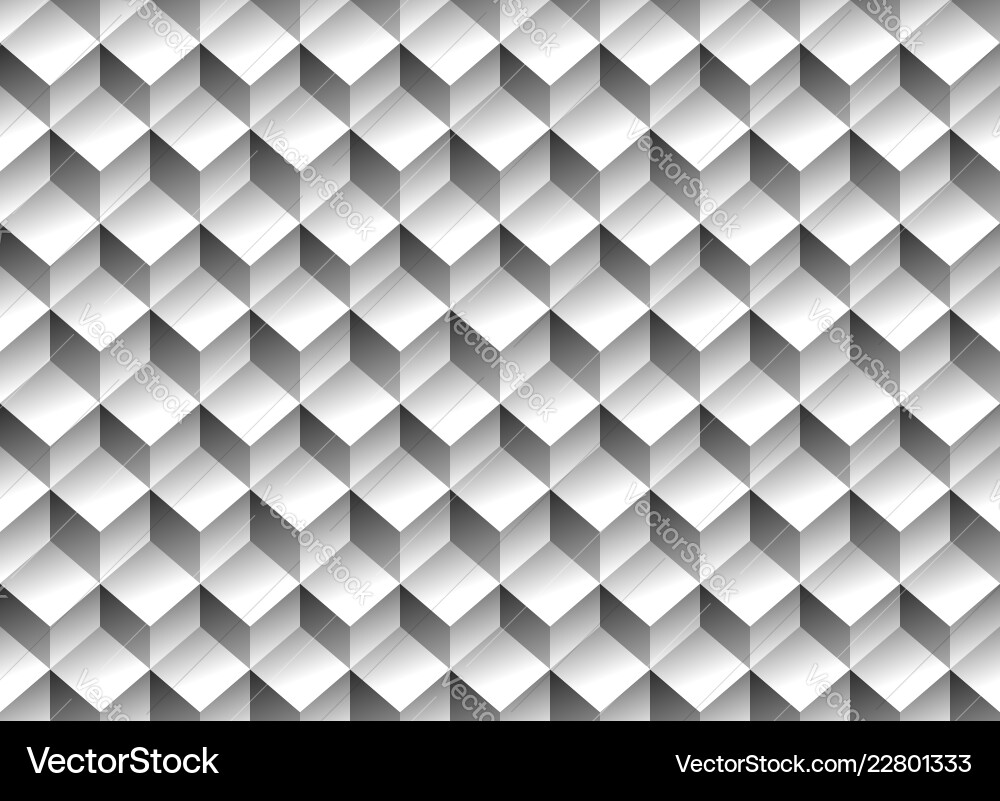 Grayscale 3d cubes minimal repeatable pattern vector image