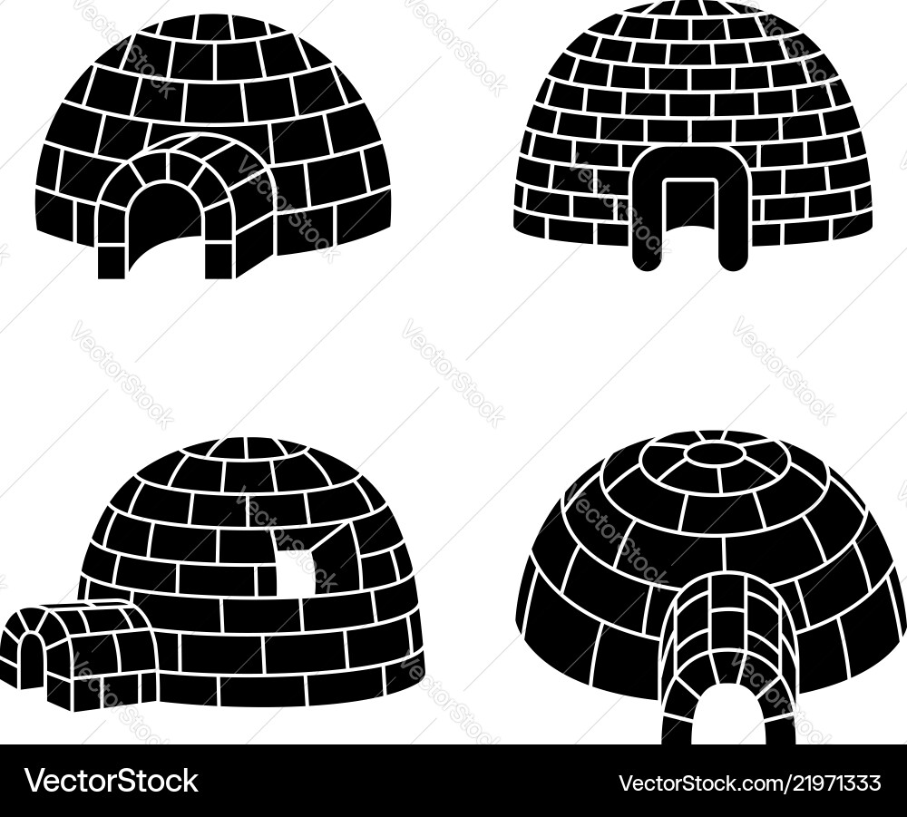 Igloo icon set simple style Igloo icon set simple style vector image
