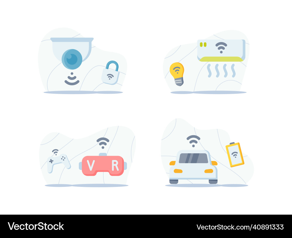 Iot internet of things technology simple icon set vector image