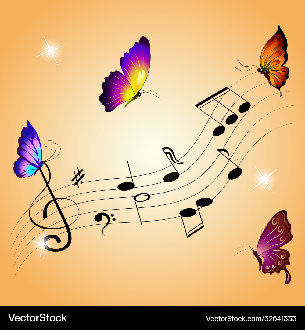 Music notes and butterflies Music notes and butterflies vector image