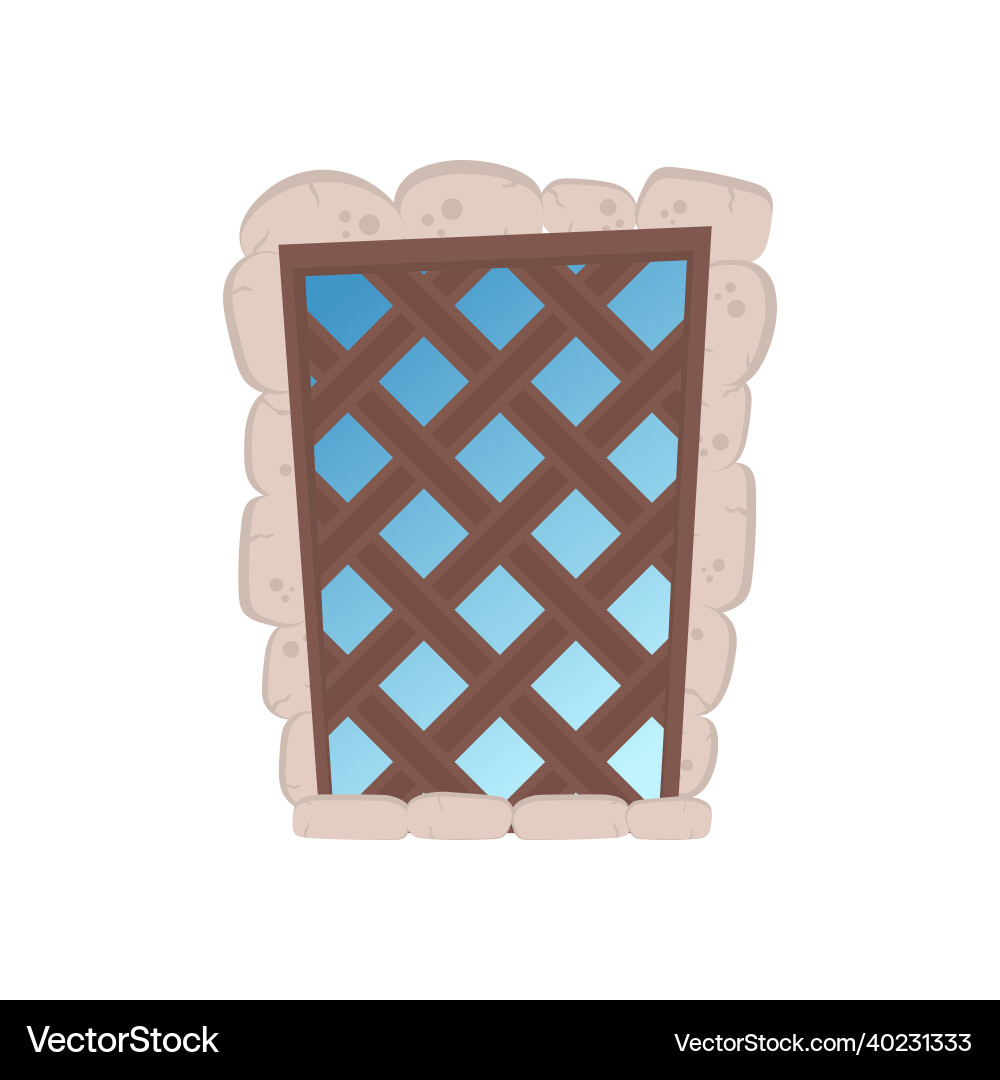 Old rectangular window with stone cladding wooden Old rectangular window with stone cladding wooden vector image