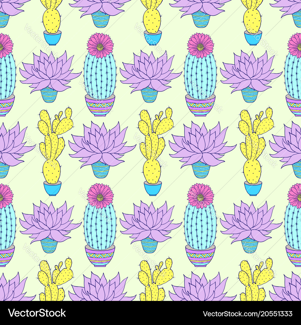 Pattern with cactuses vector image