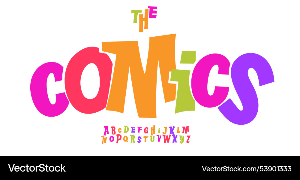 Playful comic alphabet vibrant exaggerated Vector Image