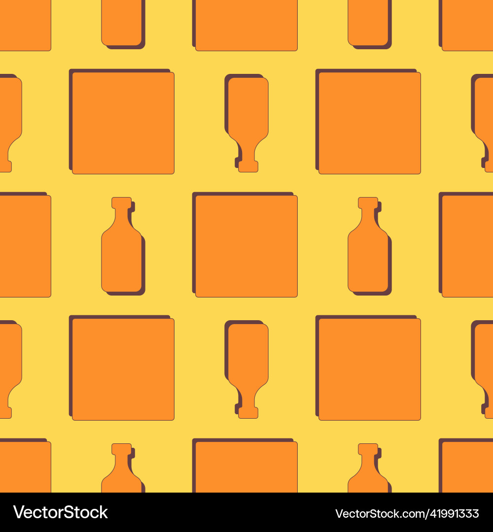 Rum bottles seamless pattern line art style vector image