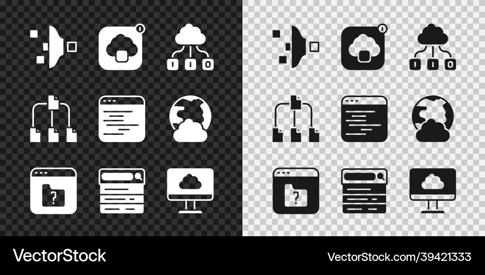 Set filter setting cloud technology data transfer Set filter setting cloud technology data transfer vector image