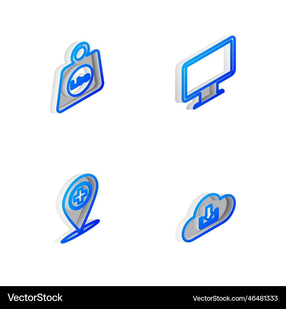 Set isometric line computer monitor screen weight Set isometric line computer monitor screen weight vector image