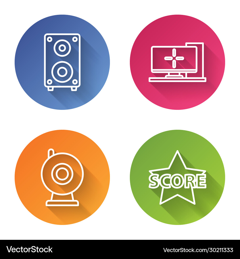 Set line stereo speaker computer monitor web vector image