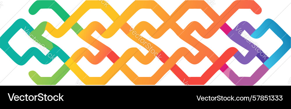 Vibrant colorful interlocking chain pattern vector image