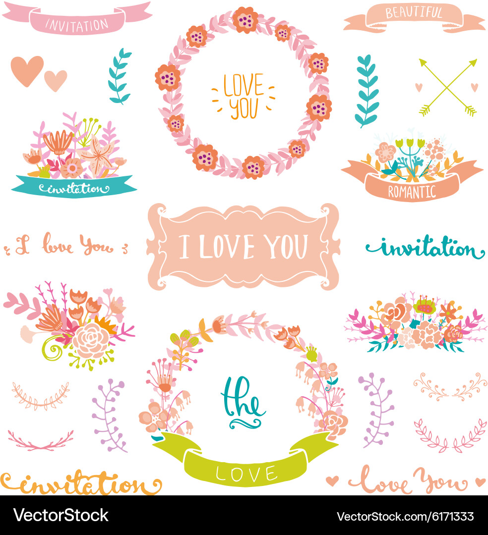 Wedding vintage elements Royalty Free Vector Image