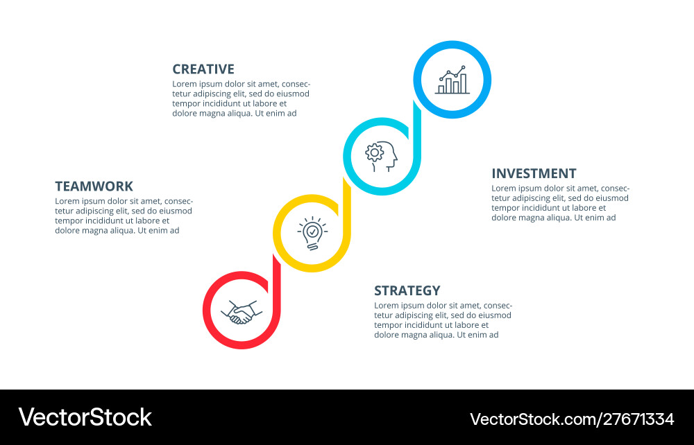 Abstract elements graph diagram with 4 steps Abstract elements graph diagram with 4 steps Vector Image