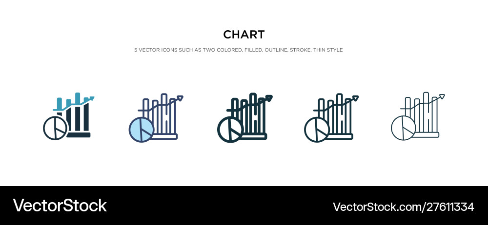 Chart icon in different style two colored Chart icon in different style two colored vector image