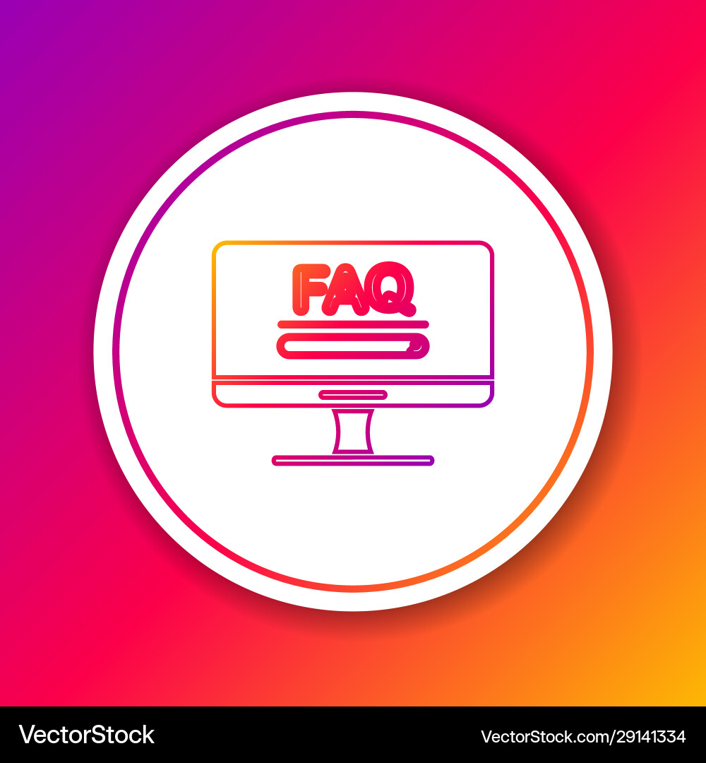 Color line computer monitor with text faq Color line computer monitor with text faq vector image