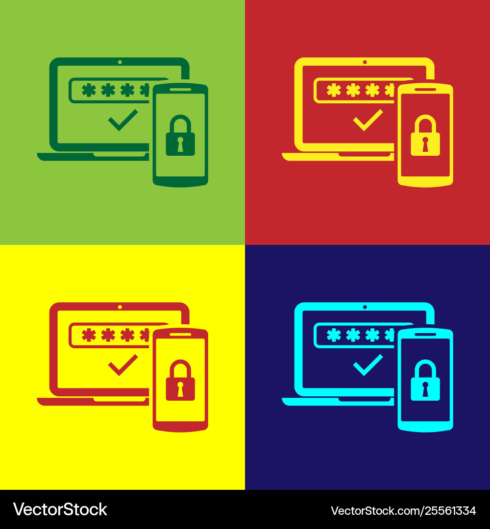 Color multi factor two steps authentication icon vector image