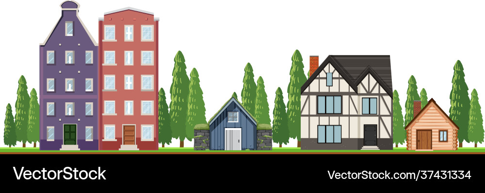 Front country houses on white background Front country houses on white background vector image