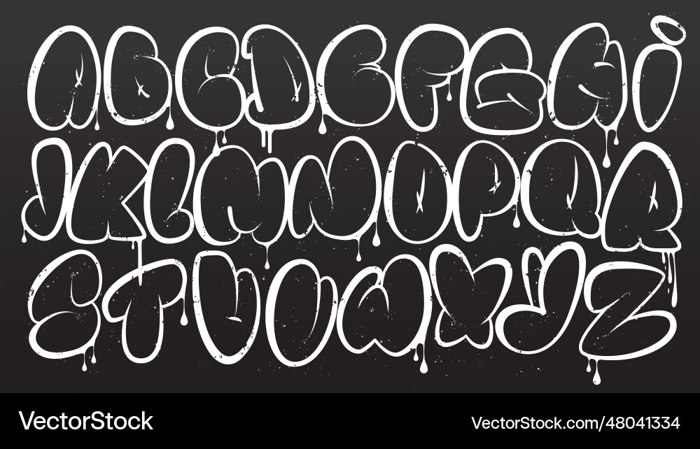 Graffiti alphabet bubble letters outline Graffiti alphabet bubble letters outline vector image