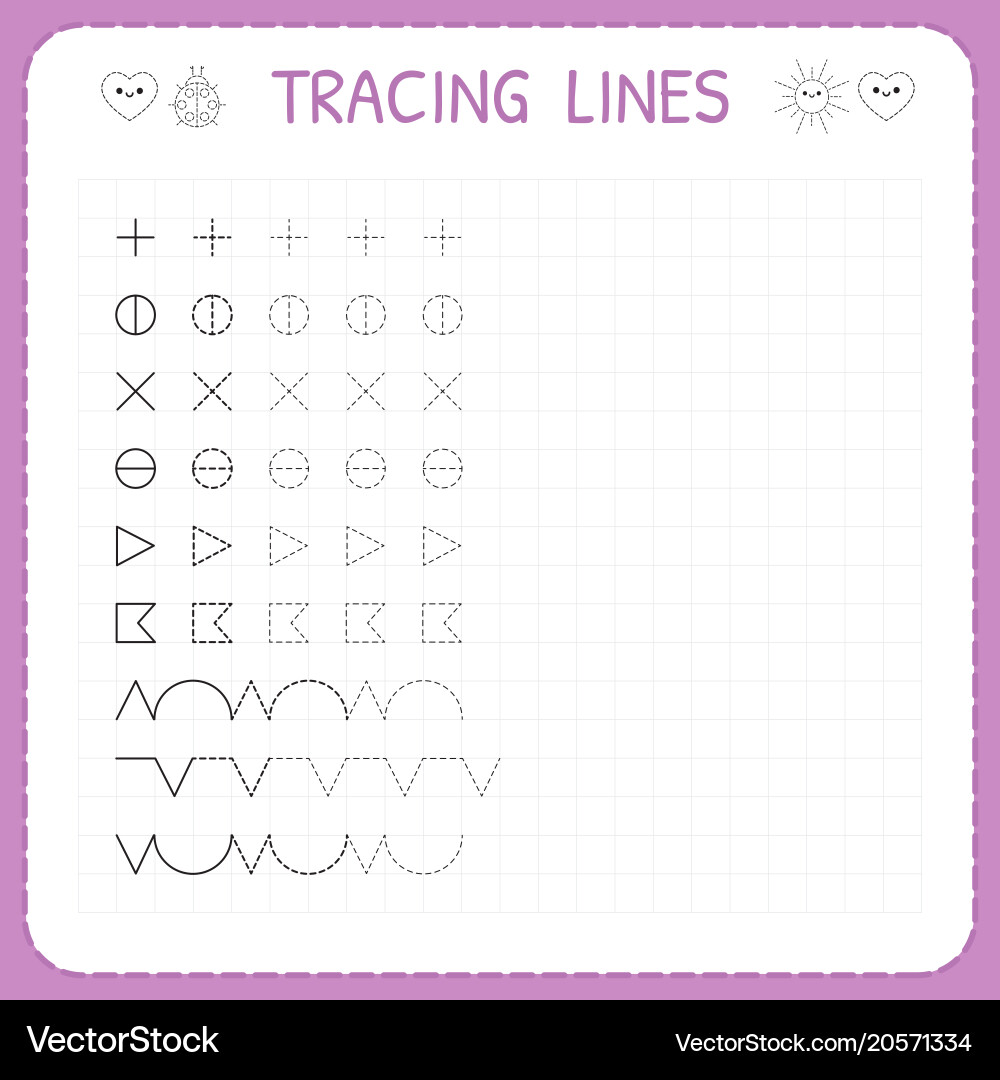 Kids Tracing Lines Worksheet vector image