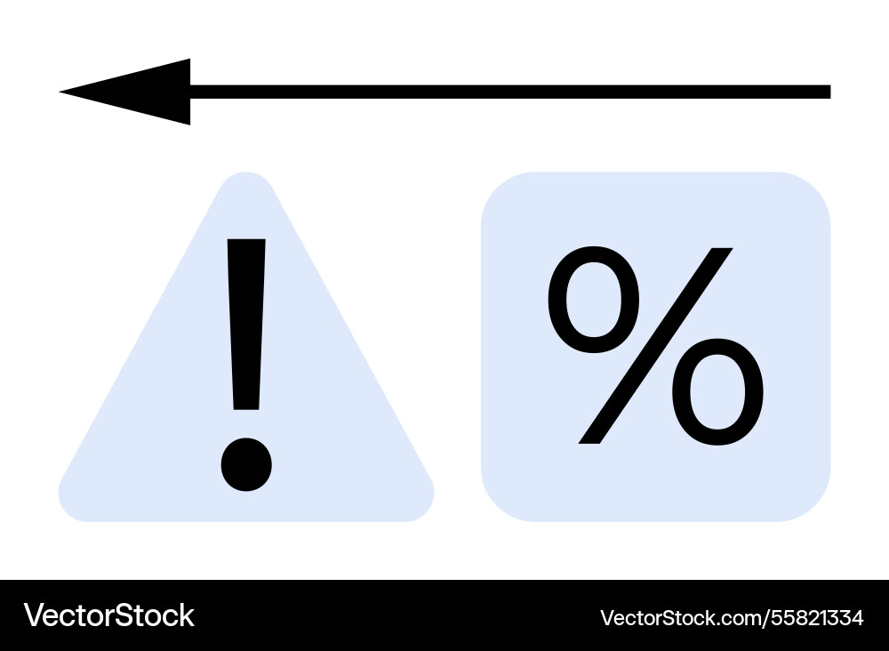 Leftward arrow above triangle with exclamation Leftward arrow above triangle with exclamation vector image