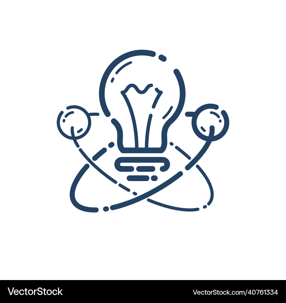 Light bulb idea with atom simple linear icon Vector Image