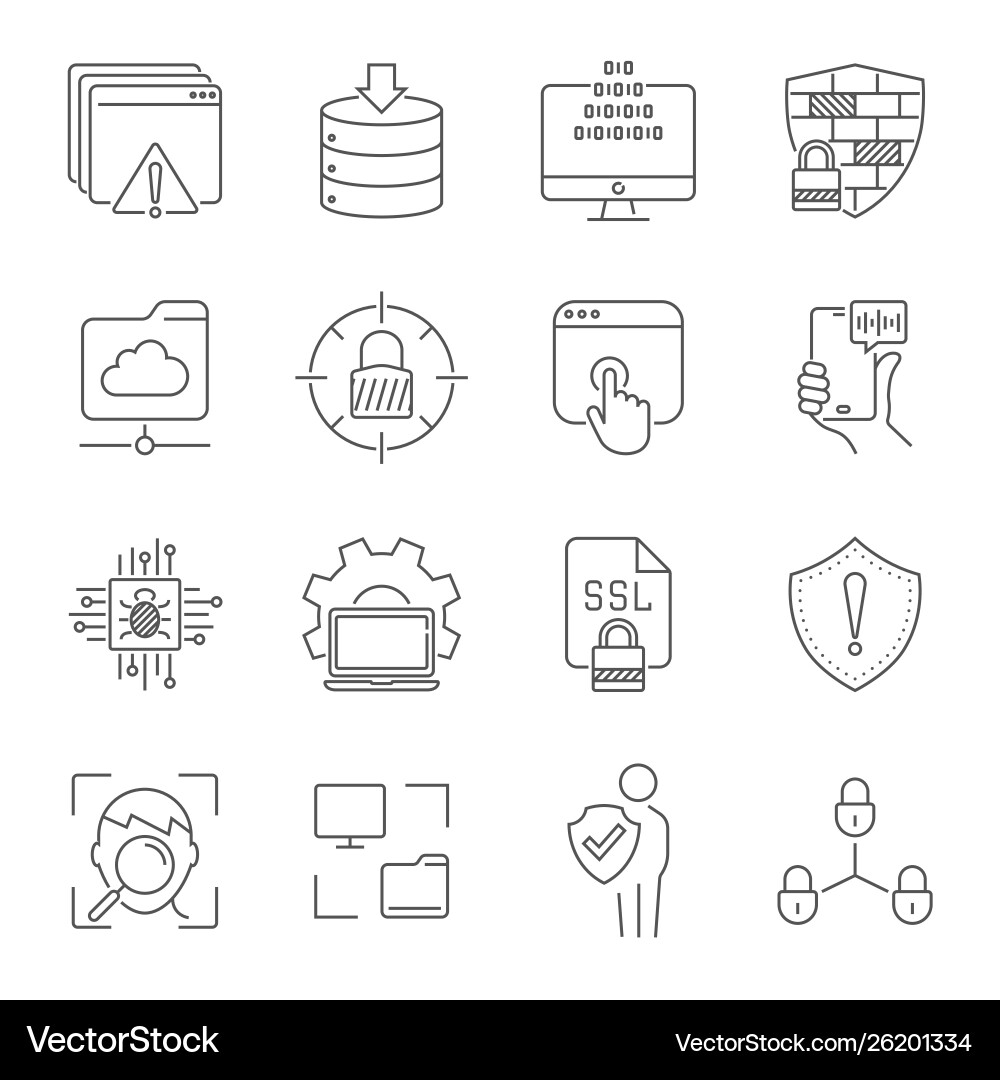 Linear internet icons set universal icon vector image