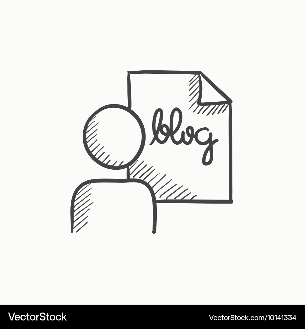Man and sheet with word blog sketch icon Vector Image