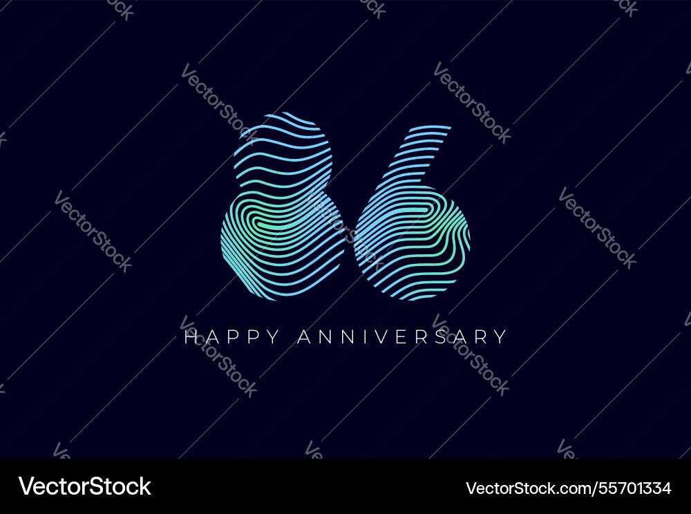 Numeric design with line curve 86th happy Numeric design with line curve 86th happy vector image