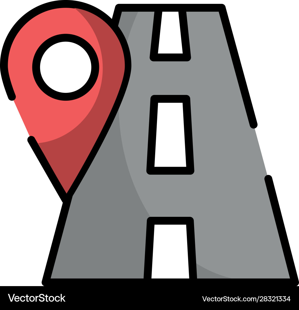Pin pointer location guide with road Vector Image
