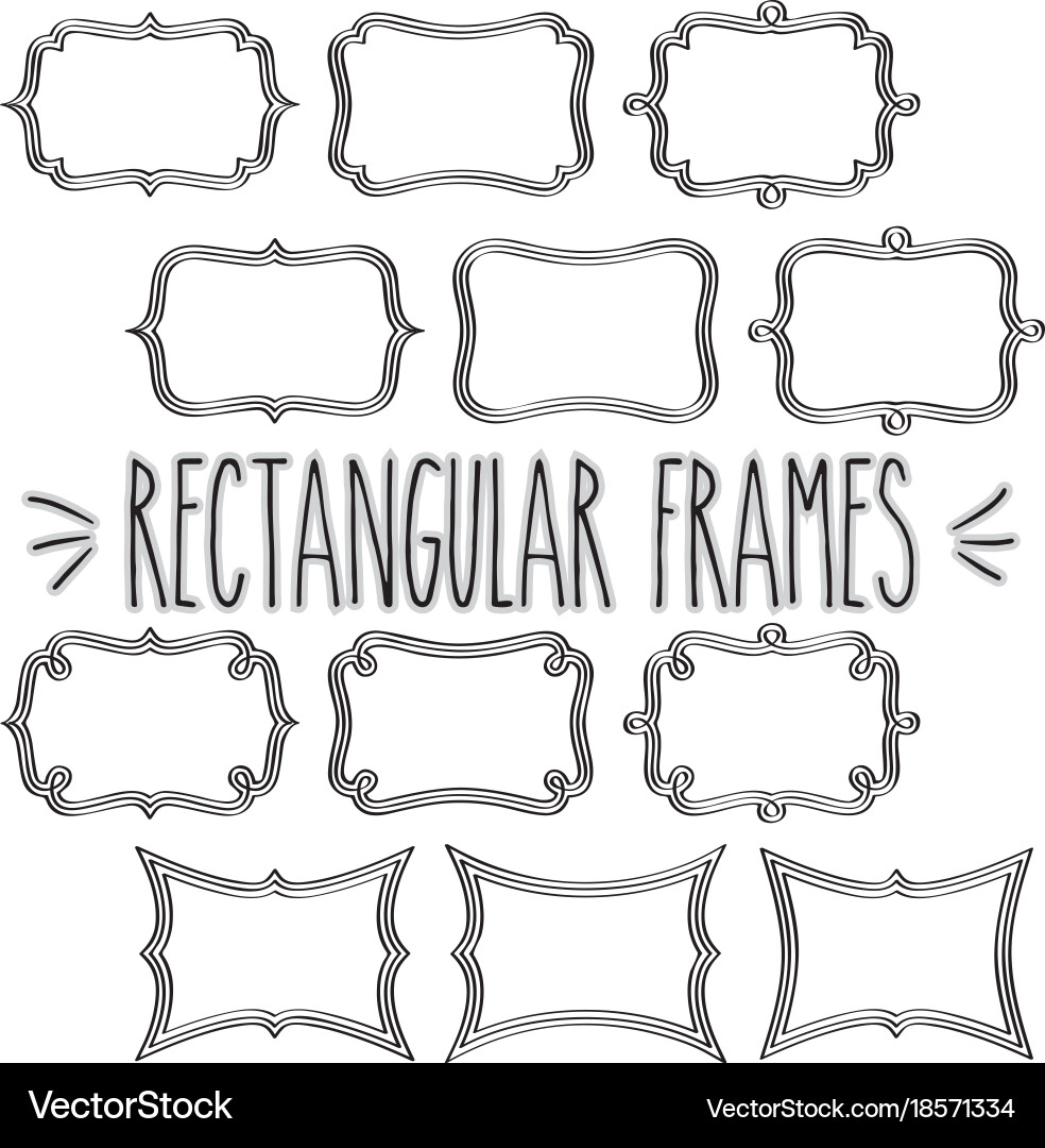 Rectangular frame triple outline vector image