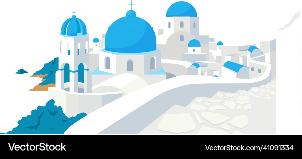 Santorini buildings flat color object Santorini buildings flat color object vector image