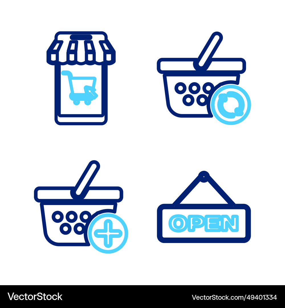 Set line hanging sign with open door add Vector Image