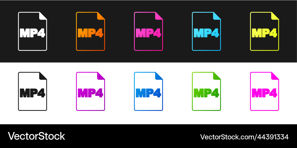 Set mp4 file document download button icon Vector Image