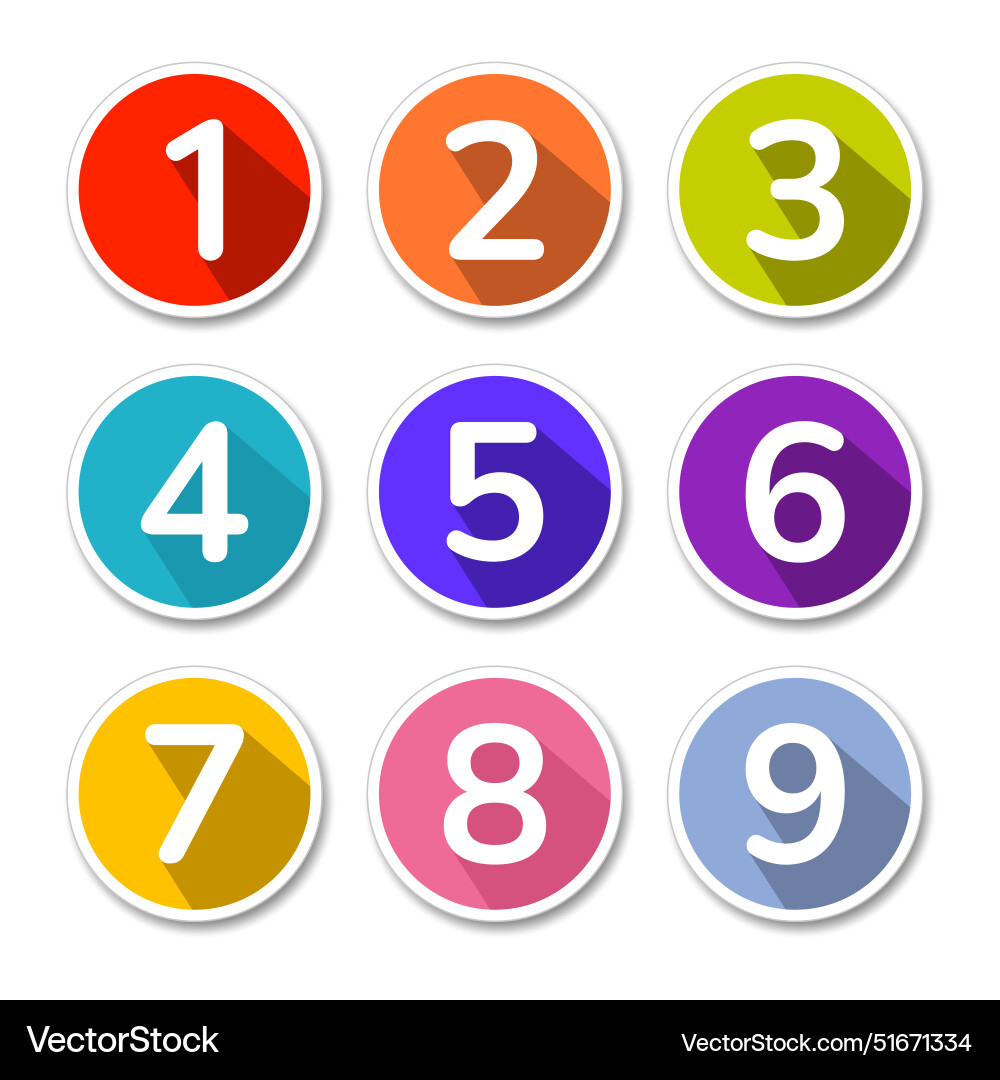 Set of numbers from 1 to 9 icon or number Set of numbers from 1 to 9 icon or number vector image