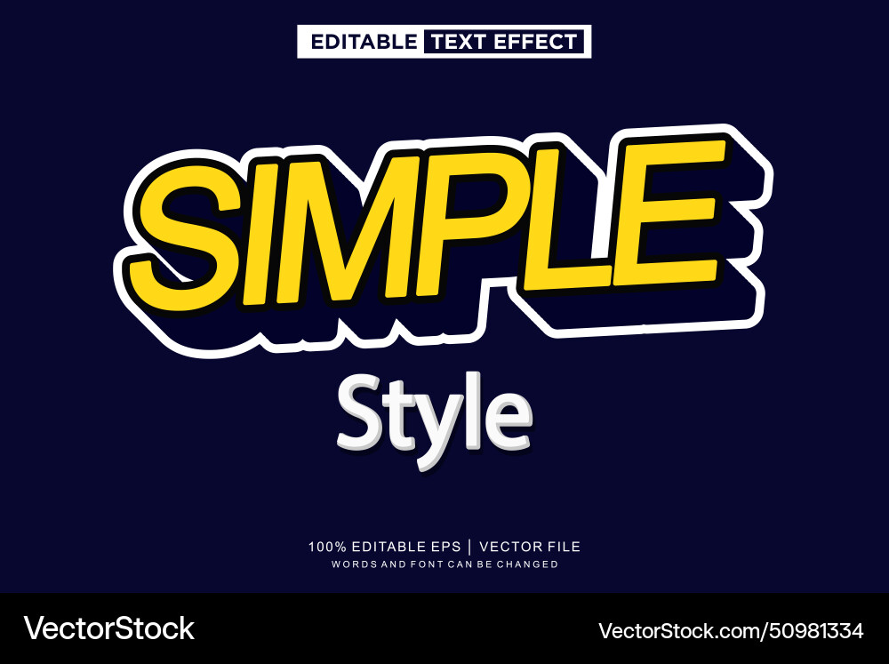 Simple text effect editable template Vector Image