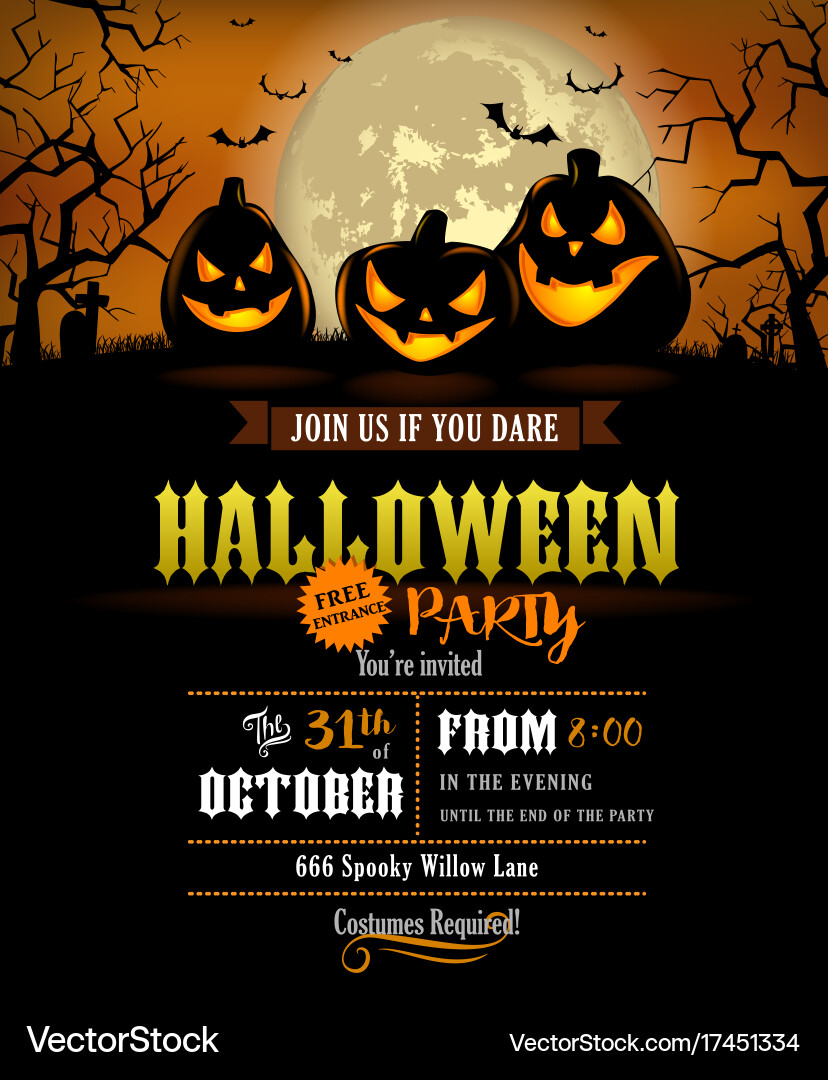 Spooky Halloween Party Invitation Vector Image
