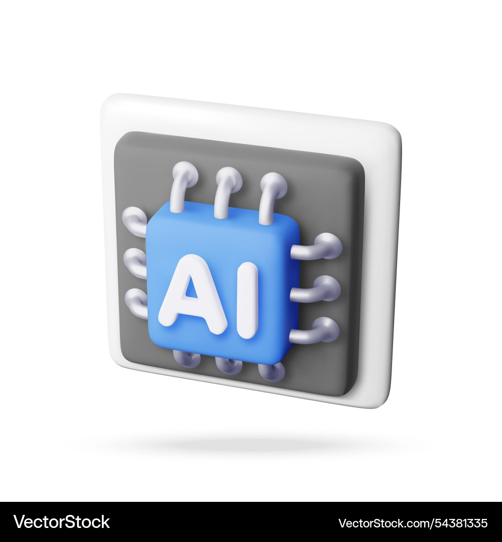 3d ai chip isolated artificial intelligence 3d ai chip isolated artificial intelligence vector image