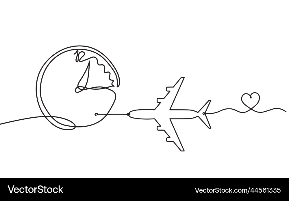 Abstract clock with plane as line drawing vector image