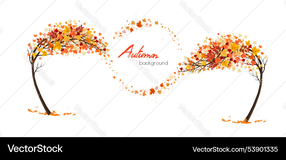 Autumn abstract background with two trees Vector Image