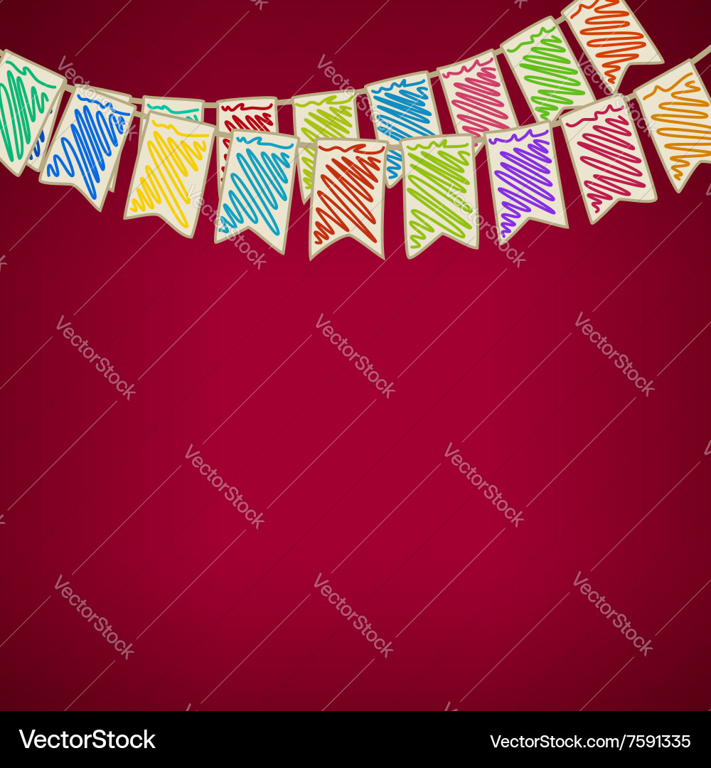 Bunting flags on red background vector image